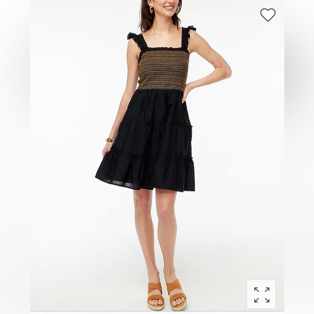 J. Crew Factory Women’s Smoked Tiered Dress‎ Black Size L